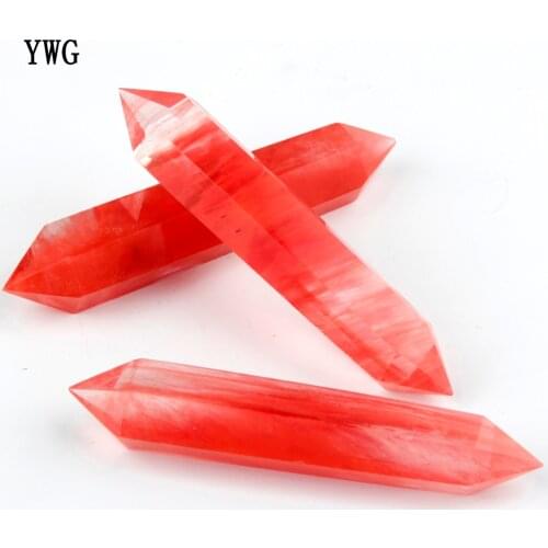 Natural stone Cherry quart carved 110mm Black obsidian double Point Sceptre Feng shui Chakra Healing Crystal Reiki Free shipping