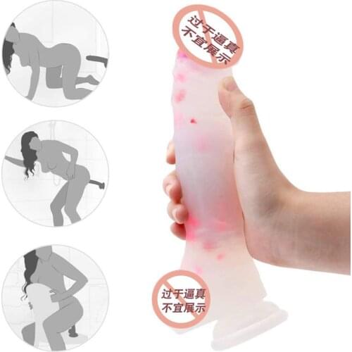 Realistic Jelly Silicone Dildo Oversized G-spot Color Particles Penis Male and Female Masturbator Vibrator 18 Sex Toy Gift