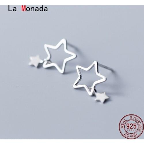La Monada Stud Earrings For Women Silver 925 Minimalist Hollow Star Charm Fine Women Earrings Jewelry Stud Earrings 925 Silver