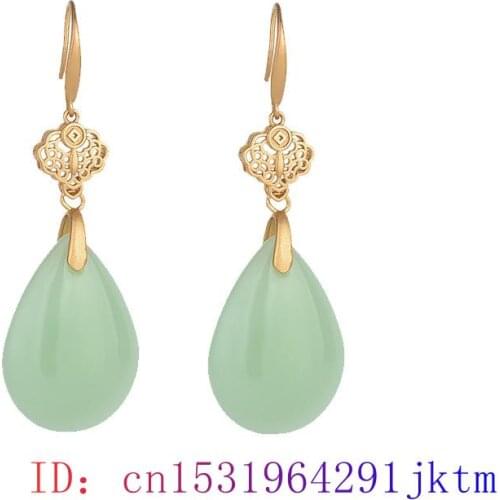 Green Jade Water drop Earrings Charm Gifts Jewelry Amulet Crystal Zircon 925 Silver Natural Fashion Chalcedony Women Gemstone