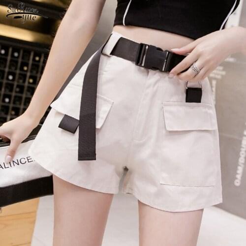 2021 Solid Loose Wide Leg Short Pants New Summer High-Waisted Shorts for Women Vintage Pocket Women Clothes Shorts Femme 9175 50