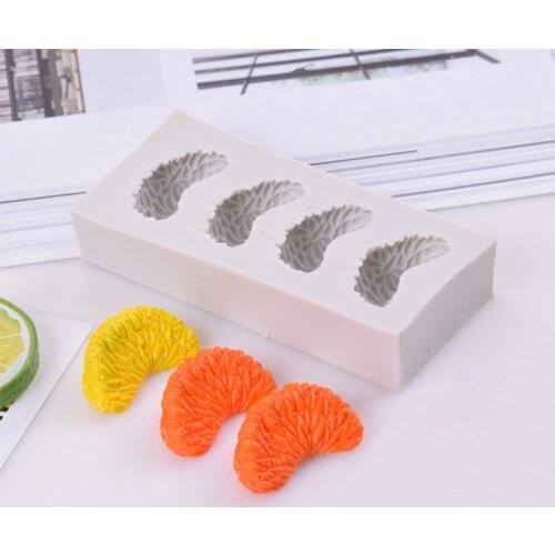 4 Cavity Tangerine Orange Slice Silicone Mold Fondant Icing Mould DIY Cake Decor