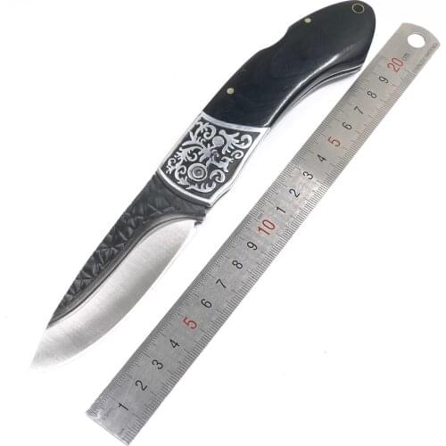 Folding Pocket Knife Survival Tactical Damascus Knife Wood Handle Outdoor Hiking Camping Hunting Knives Self-defense Tool