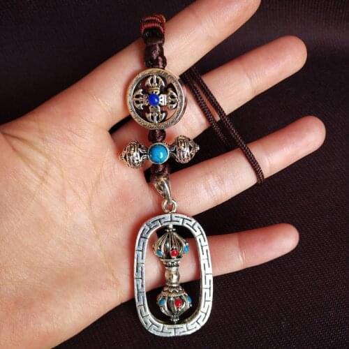 2021 Tibet Buddhist Amulet Pocket CAR WALL bless Safe health Good luck Mantra prayer Vajra Buddha Pendant protective talisman