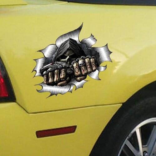 Creative 3D Grim Reaper Skull PVC Car Sticker Car Styling Skull Game Over Stickers for Auto Car Decals Car Accessories Decor