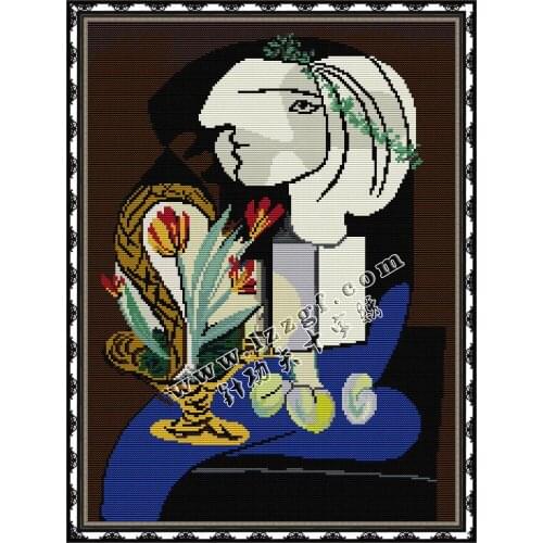 Everlasting Love Picasso-Nature Morte Aux Tulipes Chinese Cross Stitch Kits Ecological Cotton Easy for Beginners Home Decoration