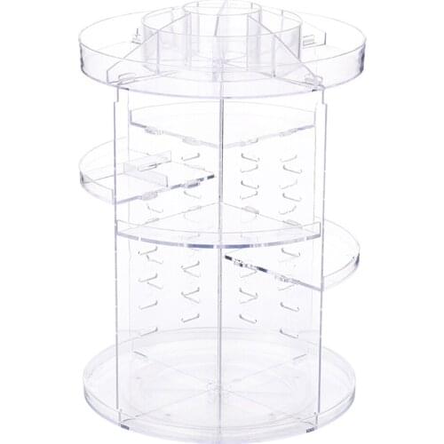 360 Rotating Makeup Organiser, 360 Degree Adjustable Makeup Drawer, Fits Jewellery, Brushes, Lipsticks and Creams Crystal Clear