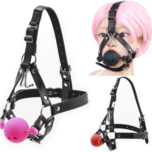Adult Restraint Slave Bondage Mouth Plug with Nose Hood Sex Open Mouth Gag with Hole Harness Oral Ball Gag Bdsm Hood Sex Games