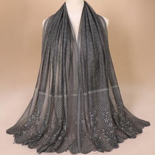 Women Flower Lace Scarf Polyester Hijab Shawls Wraps High Quality Muslim Scarf Headband Long Pashmina Scarf 180*80cm 1PC Retail