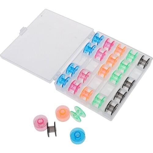1set/lot Plastic 25 Bobbins Sewing Machine Spools With Thread Storage Case Box Sewing Tools For Home Sewing Accessories