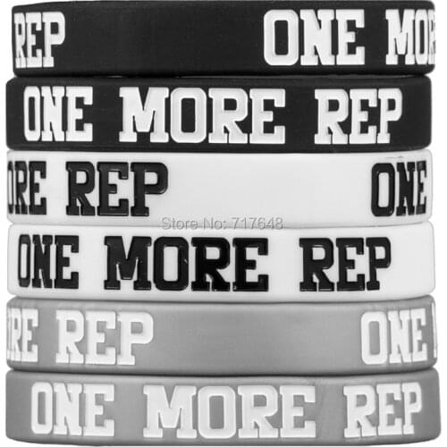 300pcs black grey white ONE MORE REP wristband silicone bracelets rubber cuff bangle free shipping by FEDEX