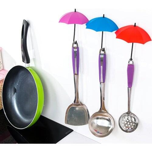 6pcs/set Umbrella Hook Self Adhesive Hook Wall Door Clothing Hanger Keys Sundry Hanging Hooks Bathroom Kitchen Sticky Holder