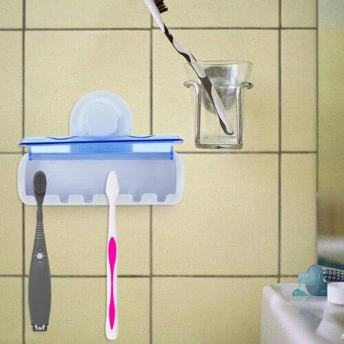 6 Racks Suction Cup Dust-proof Toothbrush Holder Bathroom Wall Storage Hook Kitchen Wall Stand Hoods Toothbrush Organizer