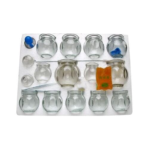 8 pcs/14 Pieces Massage Cup Sucker Vacuum Glass Cupping Body Fire Cup Therapy Cup Sets Acupuncture body back massage