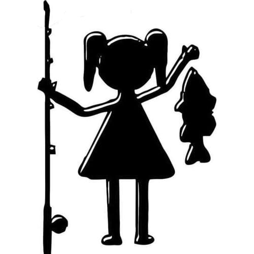 9.8cm*14cm Girl Fishing Car Styling Car Sticker Vinyl Decor Decal Black/Silver N1334