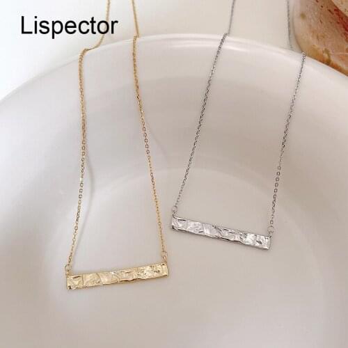 Lispector 925 Sterling Silver Korean Irregular Strip Pendant Necklace for Women Light Luxury Chain Necklaces Couple Jewelry Gift