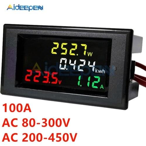 AC 110V 220V 100A LED Digital Voltmeter Ammeter 80-450V Volt Current Meter Tester Power Energy Meter Multimeter Detector Monitor