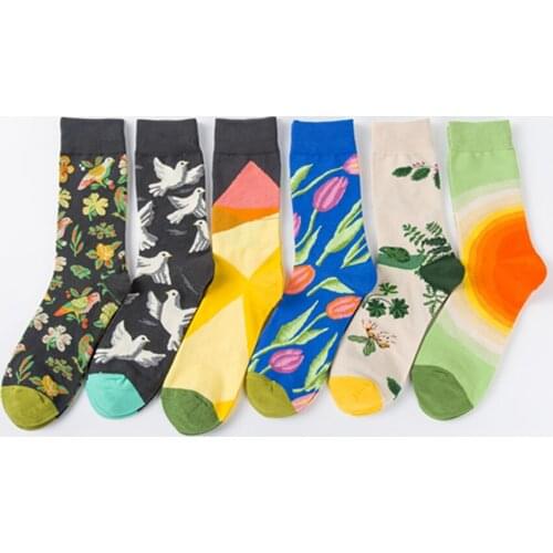 Colour Crew Cotton Men Ankle Socks Tide Brand Short Happy Sox Style Funny Socks Chaussette Novelty Art for Couple Funny Funky