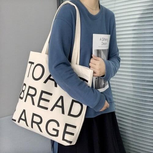Canvas Handbag Student Large Capacity Shoulder Bags Student Hand Letter Shopping Bag