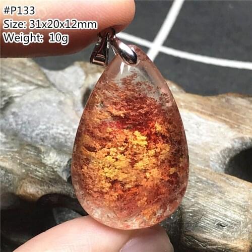 Natural Phantom Quartz Pendant For Women Men 31x20x12mm Water Drop Crystal Stone Healing Luck Love Silver Rare Gemstone AAAAAA