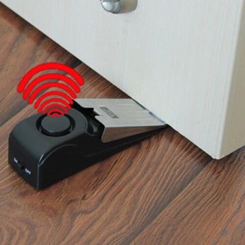 Mini Wireless Door Stop Alarm Portable Hotel Vibration Alarm For Home Dormitory Safety Wedge Shaped AdjustableStopper Alert