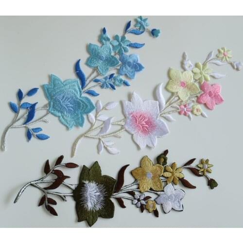 Fashion water soluable embroidered Patches for clothing DIY sew on floral parches Embroidery lace appliques for dresses