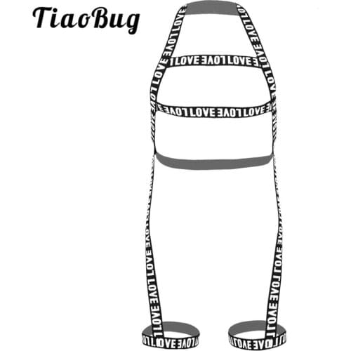 Men Letters Printed Halter Elastic Body Sexy Chest Harness Belt Leg Garters Straps Bodysuits Nightclub Party Rave Stage Costumes