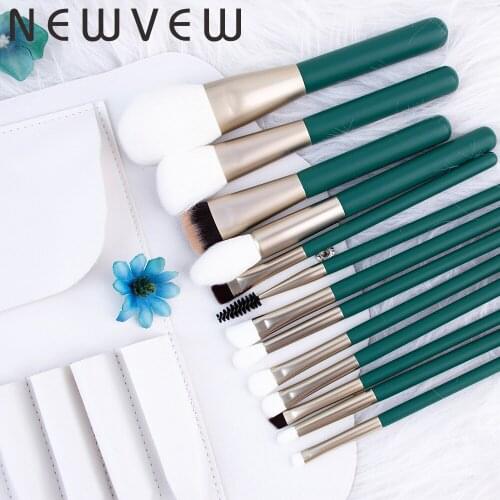 NEWVEW Cosmetic 13pcs Ultra Soft Goat Hair Makeup Eye Shadow Brush Set Tool Tapered Blender Diffuse Kit Cut Crease