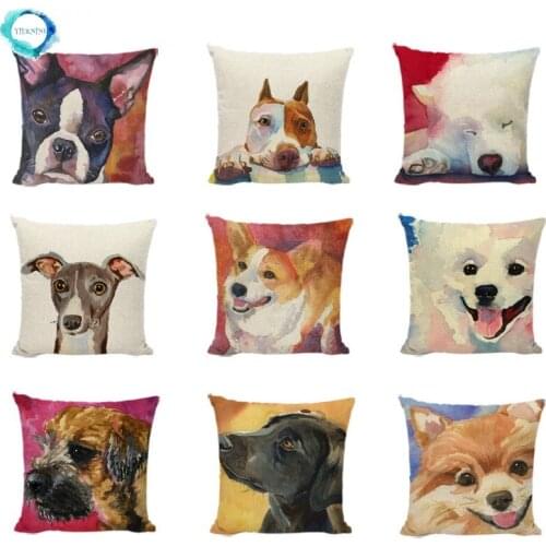 Lovely Greyhound Cushion Covers Black And White Bulldog Throw Pillow Cases Home Decor Cute Samoyed Golden Retriever Pillowcases