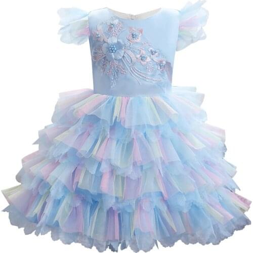 Baby girl clothes colorful net yarn cake puffy princess dress baby girl dress party dress birthday party dress flower girl dress