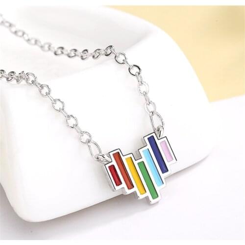 Casual Trendy Korean Style Love Heart Rainbow Necklaces Pendants Birthday Anniversary Choker Necklace For Women Accessories P221