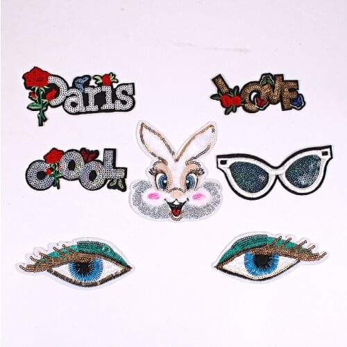 Sequined Eyes Peacock Rabbit Eyes Love Embroidered Cloth Patch Factory Outlet