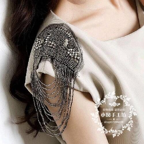 2 / batch free shipping manual Dingzhu flower Korean version suits collar tassel epaulets shoulder flower DIY GRL0259
