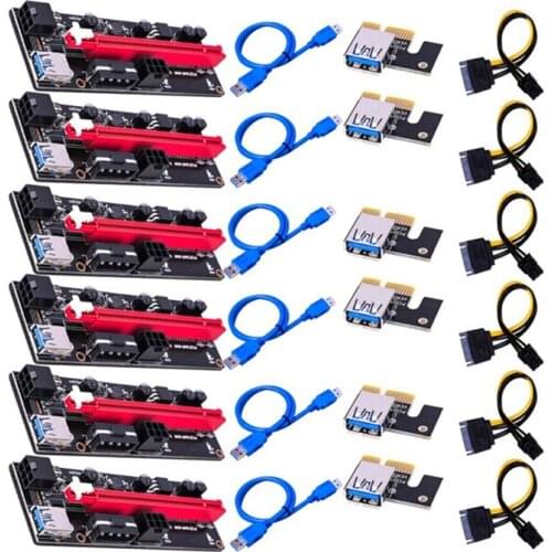 PCI-E Riser Card Ver009 PCI Express PCIE 1X 4x 8x 16x Extender 0.6M USB 3.0 Cable SATA 15pin To 6 Power Cable For Bitcoin Mining