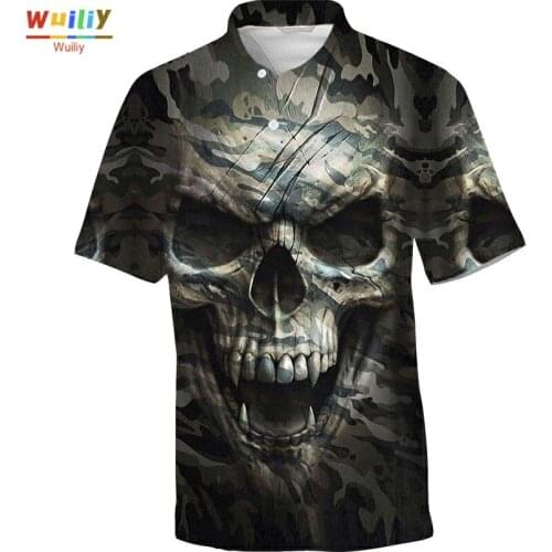 3D Horror Polo Shirts For Men Unisex Casual Novelty Skeleton Polo T Shirt For Men and Women Graphic Tees Fashion T-Shirt