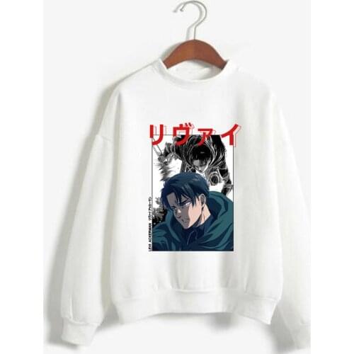 Harajuku Style Anime Print Sweatshirt Attack On Titan Levi Casual Loose Sweatshir
