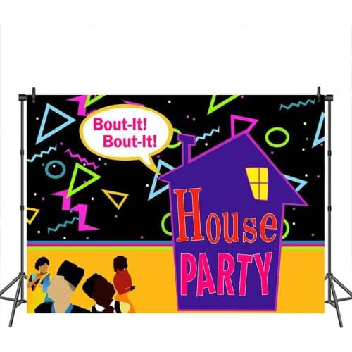 90s House Party Backdrop Bounce House Birthday Party Photography Background Vinyl 1990s Throwback House Party Banner Backdrops