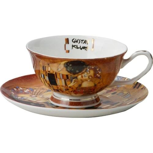 High Quality European Court Figure Oil Painting Bone China Coffee Cup and Saucers coffee cup sets tea cup set party Wedding Gift