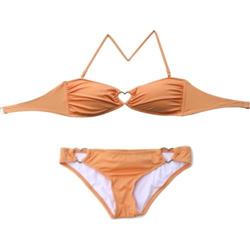 Women Orange Heart-shaped Jewelry Bikini Set Swimwear Swimsuit Biquini Bathing Suit Designs Girl Maillot De Bain