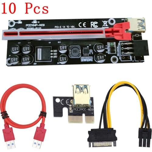 1-12 pcs VER009S Plus PCI-E PCIE Riser 009s 6pin PCI Express Adapter card Molex USB 3.0 Cable 1X 16X Extender