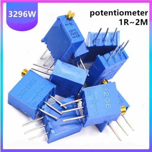 20Pcs/lot 3296W 103 10K Ohm Resistance Adjustment Multi-Turn Trimmer Potentiometer 1K 2K 5K 10K 220R 1R~2M Full Value 22 Kind