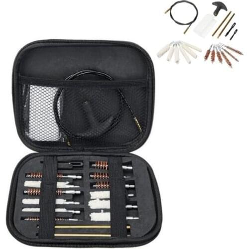 20pcs Pistol Cleaning Kit Portable Rifle Brushes for 22 357 38 40 44 45 9mm Pistol Outdoor Clean Tool with Carrying Case Bag