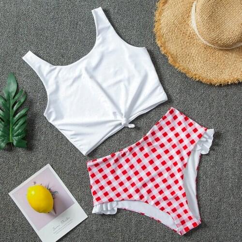 2019 New Plaid Sexy Women Bikini Set Push Up Padded Swimwear Bikini Hot Sale Women Bathing Suit Beachwear Swimming Suit