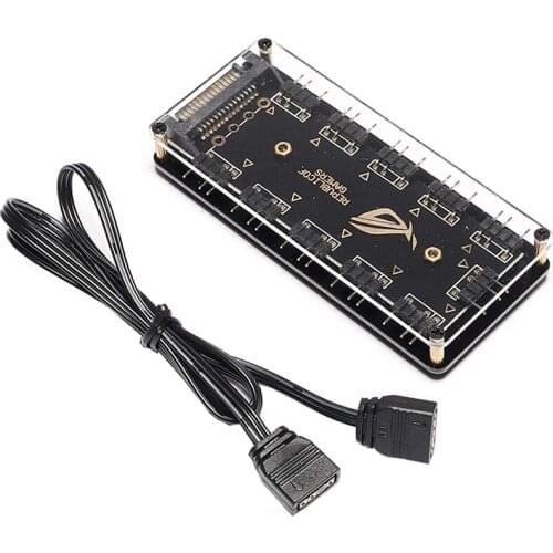 5V 3-pin RGB 10 Hub Splitter SATA Power 3pin ARGB Adapter Extension Cable For ASUS AURA SYNC MSI ASRock RGB LED W/Case