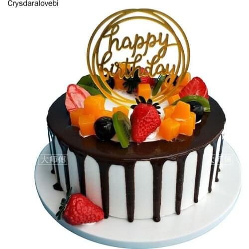 6/8Inch Fruit cartoon Artificial fondant cake fake cake molds blue/pink Simulated decorating for store showcase photography prop