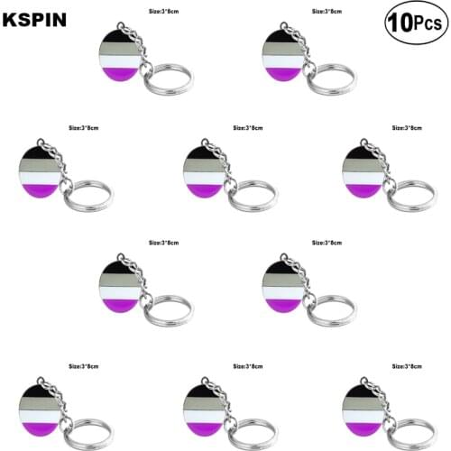Asexual Pride Key Ring Lapel Pin Flag badge Brooch Pins Badges 10Pcs a Lot