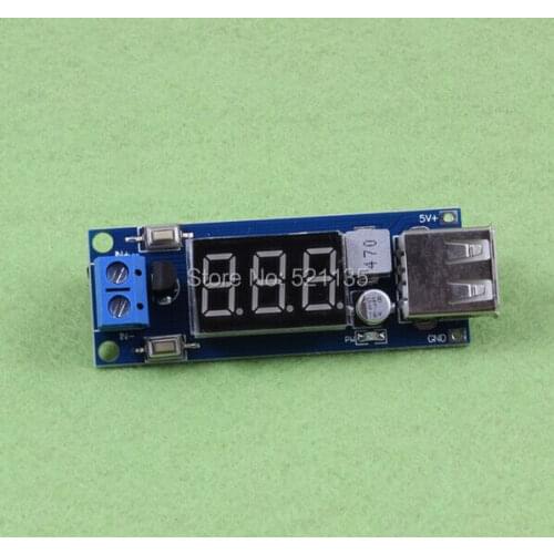Free shipping 5V 2A USB Charger DC-DC Step-down Buck Converter Module with Voltmeter 4.5~40V
