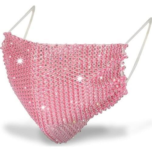 Shiny Rhinestone Mask Sexy Glitter Mesh Net Facemask Halloween Party Wedding Veil Cosplay Dancer Party Mask Decoration 2021 New