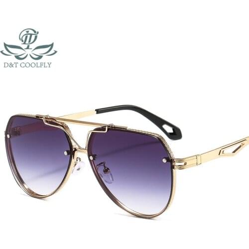 D&T 2021 New Fashion Sunglasses Men Women Gradients Lens Alloy Metal Frame Luxury Brand Designer Shield Oval Punk Hiking Travel