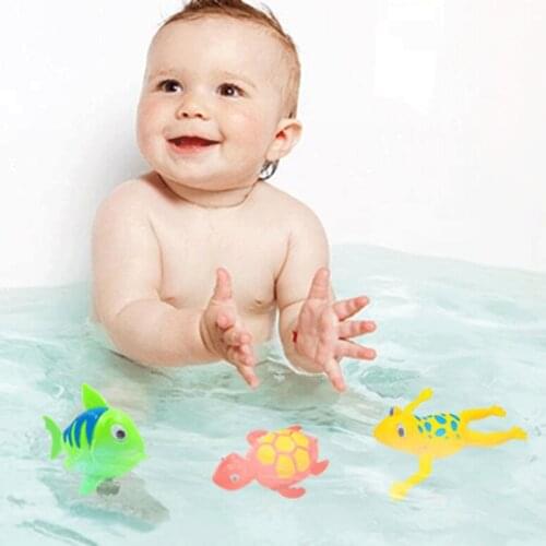 Baby Kids Bathroom Tub Bathing Toy Clockwork Wind UP Plastic Bath Frog Pool